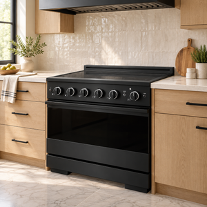 ZLINE 36 in. 5.2 cu. ft. Marino Induction Range with 5 Element Cooktop and Electric Convection Oven in Black Stainless Steel, MINRB-36