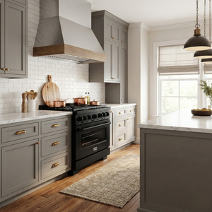 ZLINE Paramount 36" 5.2 cu. ft. Gas Range with Convection Oven and 6 Brass Burners in Black Stainless Steel, SGRB-BR-36