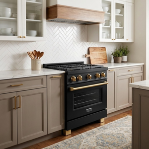 ZLINE Autograph 30" 4.2 cu. ft. Paramount Gas Range with Convection Gas Oven in Black Stainless Steel and Bronze Accents, SGRBZ-30-CB