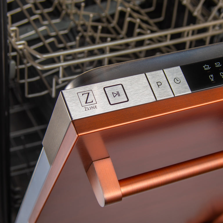 ZLINE 24 in. Top Control Dishwasher in Copper with Stainless Steel Tub and Traditional Style Handle, DW-C-H-24