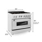 ZLINE 36" 4.6 cu. ft. Gas Burner, Electric Oven with Griddle and Brass Burners in DuraSnow® Stainless Steel, RAS-SN-BR-GR-36