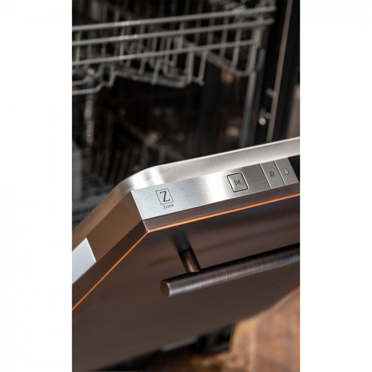 ZLINE 24 in. Top Control Dishwasher Oil-Rubbed Bronze with Stainless Steel Tub, DW-ORB-24