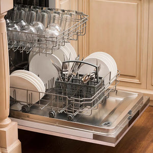 ZLINE Classic 24-Inch Top Control Built-In Dishwasher, Unfinished Wooden Panel, Traditional Handle, 52 dBA, DW-UF-H-24