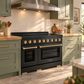 ZLINE Autograph Edition 48" Paramount Induction Range with 7 Element Cooktop in Black Stainless Steel with Champagne Bronze Helix Handles and Knob Accents, SINRBZ-48-KCB
