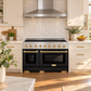 ZLINE Autograph Edition 48" Paramount Induction Range with 7 Element Cooktop in Satin Stainless Steel with Black Matte Doors and Polished Gold Accents, SINRSZ-BLM48-G
