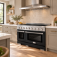 ZLINE 48" Paramount Induction Range with 7 Element Cooktop in Satin Stainless Steel with Black Matte Doors, SINRS-BLM-48