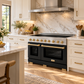 ZLINE Autograph Edition 48" Paramount Induction Range with 7 Element Cooktop in Stainless Steel with Black Matte Doors and Champagne Bronze Accents, SINRZ-BLM-48-CB