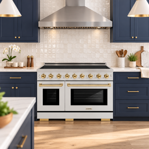 ZLINE Autograph Edition 48" Paramount Induction Range with 7 Element Cooktop in Stainless Steel with Polished Gold Accents, SINRZ-48-G