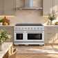 ZLINE Autograph Edition 48" Paramount Induction Range with 7 Element Cooktop in Stainless Steel with Polished Nickel Helix Handles and Knob Accents, SINRZ-48-KPN