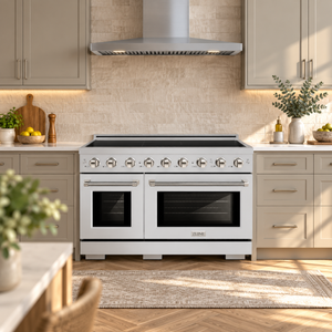 ZLINE Autograph Edition 48" Paramount Induction Range with 7 Element Cooktop in Stainless Steel with Polished Nickel Helix Handles and Knob Accents, SINRZ-48-KPN