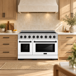 ZLINE Autograph Edition 48" Paramount Induction Range with 7 Element Cooktop in Stainless Steel with White Matte Doors and Matte Black Accents, SINRZ-WM-48-MB