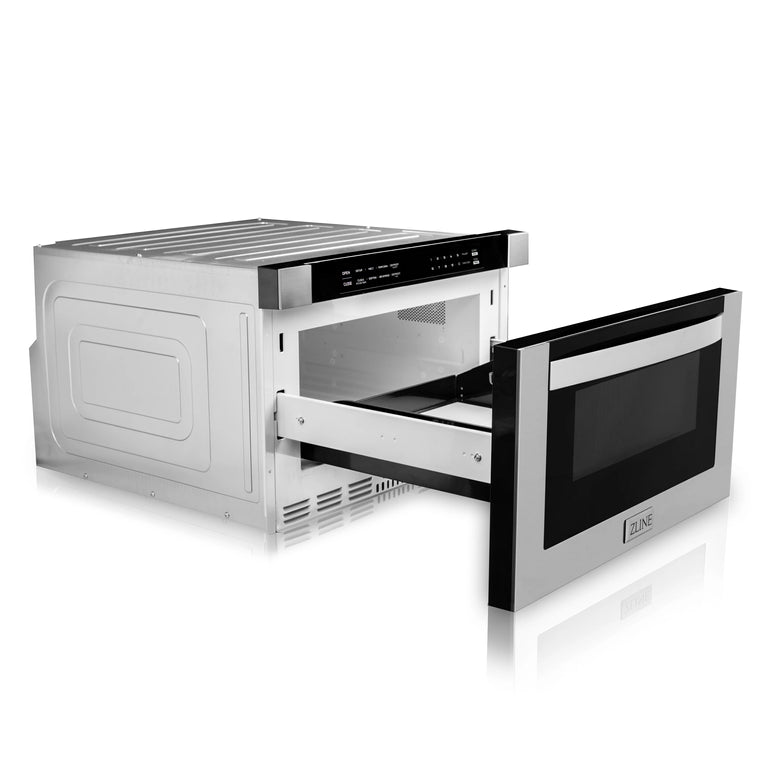 ZLINE Appliance Package - 48" Gas Range, Range Hood Insert, Refrigerator with Ice Maker, Dishwasher and Microwave Drawer, 5KPR-SGRRHI48-MWDWV