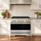 ZLINE Autograph 36 in. 5.2 cu. ft. Marino Gas Range with 6 Burner DuoPro™ Cooktop and Gas Oven in Satin Stainless Steel and Champagne Bronze Accents, PMGRSZ-36-CB
