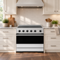 ZLINE Autograph Edition 36 in. 5.2 cu. ft. Marino Induction Range with 5 Element Cooktop and Electric Convection Oven in Satin Stainless Steel with White Matte Door and Matte Black Accents, MINRSZ-WM-36-MB