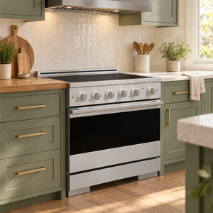 ZLINE 36 in. 5.2 cu. ft. Marino Induction Range with 5 Element Cooktop and Electric Convection Oven in Satin Stainless Steel, MINRS-36