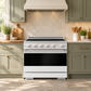 ZLINE 36 in. 5.2 cu. ft. Marino Induction Range with 5 Element Cooktop and Electric Convection Oven in Satin Stainless Steel with White Matte Door, MINRS-WM-36