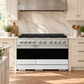 ZLINE 48 in. 6.7 cu. ft. Marino Dual Fuel Range with 8 Burner DuoPro™ Cooktop and Dual Ovens in Satin Stainless Steel with White Matte Doors, PMDRS-WM-48