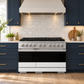 ZLINE 48 in. 6.7 cu. ft. Marino Gas Range with 8 Burner DuoPro™ Cooktop and Dual Ovens in Satin Stainless Steel with White Matte Doors, PMGRS-WM-48