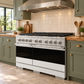 ZLINE 48 in. 6.7 cu. ft. Marino Dual Fuel Range with 8 Burner DuoPro™ Cooktop and Dual Ovens in Satin Stainless Steel with White Matte Doors, PMDRS-WM-48