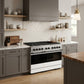 ZLINE Marino Autograph Edition 48-Inch 6.7 cu. ft. Dual Fuel Range, 8 Brass Burners, Double Oven, Convection Oven, Reversible Griddle, Stainless Steel with White Matte Door and Matte Black Accents, MDRZ-WM-48-MB