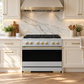 ZLINE Autograph 36 in. 5.2 cu. ft. Marino Dual Fuel Range with 6 Burner DuoPro™ Cooktop and Electric Convection Oven in Stainless Steel and Champagne Bronze Accents, PMDRZ-36-CB