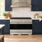 ZLINE Autograph 48 in. 6.7 cu. ft. Marino Dual Fuel Range with 8 Burner DuoPro™ Cooktop and Dual Ovens in Stainless Steel and Champagne Bronze Accents, PMDRZ-48-CB