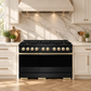 ZLINE Autograph 48 in. 6.7 cu. ft. Marino Gas Range with 8 Burner DuoPro™ Cooktop and Dual Ovens in Black Stainless Steel and Champagne Bronze Accents, PMGRBZ-48-CB