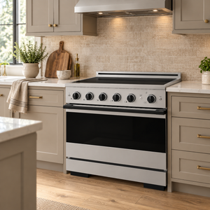 ZLINE Autograph Edition 36 in. 5.2 cu. ft. Marino Induction Range with 5 Element Cooktop and Electric Convection Oven in Stainless Steel with Matte Black Accents, MINRZ-36-MB