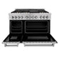 ZLINE 48" 6.0 cu. ft. Gas Burner, Electric Oven with Griddle and Brass Burners in DuraSnow® Stainless Steel, RAS-SN-BR-GR-48