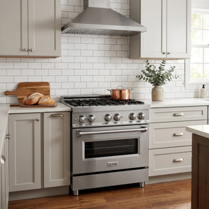 ZLINE 30 in. Professional Gas Burner/Electric Oven Stainless Steel Range with Brass Burners, RA-BR-30