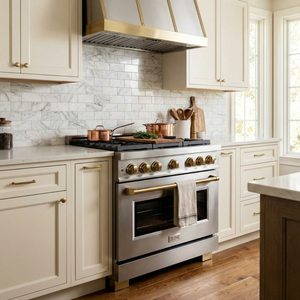 ZLINE Autograph 36" 5.2 cu. ft. Paramount Dual Fuel Range with 6 Burners in Stainless Steel with Champagne Bronze Accents, SDRZ-36-CB