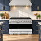 ZLINE 48 in. 6.7 cu. ft. Marino Dual Fuel Range with 8 Burner DuoPro™ Cooktop and Dual Ovens with White Matte Doors, PMDR-WM-48