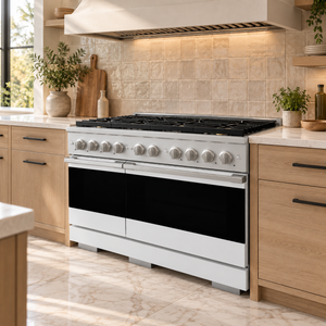ZLINE 48 in. 6.7 cu. ft. Marino Gas Range with 8 Burner DuoPro™ Cooktop and Dual Ovens with White Matte Doors, PMGR-WM-48