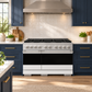 ZLINE Marino 48-Inch 6.7 cu. ft. Dual Fuel Range, 8 Burners, Double Oven, Convection Oven, Reversible Griddle, Satin Stainless Steel with White Matte Door, MDRS-WM-48