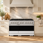 ZLINE Marino 48-Inch 6.7 cu. ft. Gas Range, 8 Burners, Double Oven, Convection Oven, Reversible Griddle, Stainless Steel with White Matte Door, MGR-WM-48