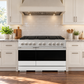 ZLINE Marino 48-Inch 6.7 cu. ft. Gas Range, 8 Burners, Double Oven, Convection Oven, Reversible Griddle, Satin Stainless Steel with White Matte Door, MGRS-WM-48