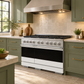 ZLINE Marino 48-Inch 6.7 cu. ft. Dual Fuel Range, 8 Burners, Double Oven, Convection Oven, Reversible Griddle, Satin Stainless Steel with White Matte Door, MDRS-WM-48