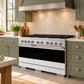 ZLINE Marino 48-Inch 6.7 cu. ft. Gas Range, 8 Burners, Double Oven, Convection Oven, Reversible Griddle, Satin Stainless Steel with White Matte Door, MGRS-WM-48