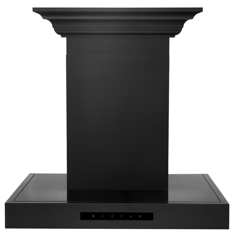 ZLINE 30 in. Convertible Vent Wall Mount Range Hood in Black Stainless Steel with Crown Molding, BSKENCRN-30