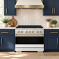 ZLINE Autograph 36 in. 5.2 cu. ft. Marino Dual Fuel Range with 6 Burner DuoPro™ Cooktop and Electric Convection Oven with White Matte Door and Champagne Bronze Accents, PMDRZ-WM-36-CB