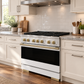 ZLINE Autograph 36 in. 5.2 cu. ft. Marino Dual Fuel Range with 6 Burner DuoPro™ Cooktop and Electric Convection Oven with White Matte Door and Champagne Bronze Accents, PMDRZ-WM-36-CB