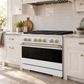ZLINE Autograph 36 in. 5.2 cu. ft. Marino Gas Range with 6 Burner DuoPro™ Cooktop and Gas Oven with White Matte Door and Champagne Bronze Accents, PMGRZ-WM-36-CB