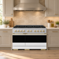 ZLINE Autograph 48 in. 6.7 cu. ft. Marino Dual Fuel Range with 8 Burner DuoPro™ Cooktop and Dual Ovens with White Matte Doors and Champagne Bronze Accents, PMDRZ-WM-48-CB