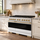ZLINE Autograph 48 in. 6.7 cu. ft. Marino Gas Range with 8 Burner DuoPro™ Cooktop and Dual Ovens with White Matte Doors and Champagne Bronze Accents, PMGRZ-WM-48-CB