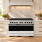 ZLINE Autograph 48 in. 6.7 cu. ft. Marino Dual Fuel Range with 8 Burner DuoPro™ Cooktop and Dual Ovens with White Matte Doors and Matte Black Accents, PMDRZ-WM-48-MB