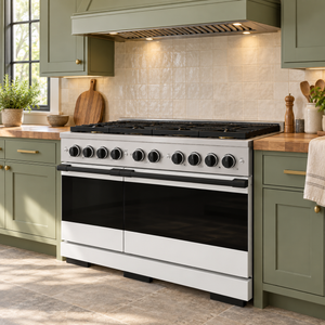 ZLINE Autograph 48 in. 6.7 cu. ft. Marino Dual Fuel Range with 8 Burner DuoPro™ Cooktop and Dual Ovens with White Matte Doors and Matte Black Accents, PMDRZ-WM-48-MB