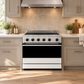 ZLINE Autograph Edition 36 in. 5.2 cu. ft. Marino Induction Range with 5 Element Cooktop and Electric Convection Oven in Stainless Steel with White Matte Door and Matte Black Accents, MINRZ-WM-36-MB