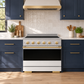 ZLINE Autograph Edition 36 in. 5.2 cu. ft. Marino Induction Range with 5 Element Cooktop and Electric Convection Oven in Stainless Steel with White Matte Door and Polished Gold Accents, MINRZ-WM-36-G