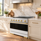 ZLINE Autograph Edition 36 in. 5.2 cu. ft. Marino Induction Range with 5 Element Cooktop and Electric Convection Oven in Stainless Steel with White Matte Door and Polished Gold Accents, MINRZ-WM-36-G