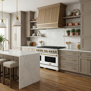 ZLINE Autograph 48" 6.7 cu. ft. Paramount Double Oven Dual Fuel Range with 8 Burners with White Matte Doors and Champagne Bronze Accents, SDRZ-WM-48-CB